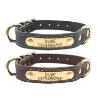 LoreWin LYLC040203 Customized Engraved Metal Plate Dog Collar Leather Dog Collars